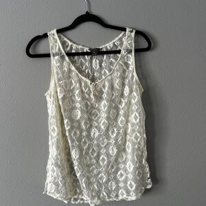 Eddie Bauer Ivory Lace Sleeveless Top